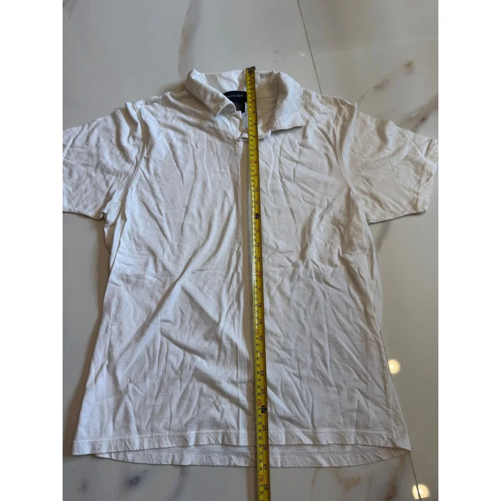 Banana Republic Mens White Short‎ Sleeve Polo Shirt Cotton Nylon Blend Size S